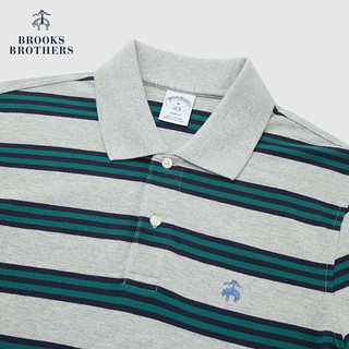 布克兄弟（BrooksBrothers）男士23秋冬纯棉珠地网眼条纹修身POLO衫 0002-灰色条纹 XS