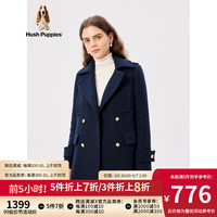 Hush Puppies暇步士女装2023秋季简约通勤百搭毛呢大衣外套女 196深蓝 XS