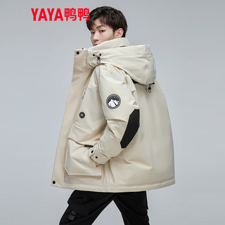 鸭鸭羽绒服鸭鸭（YAYA）羽绒服短款2023年冬季时尚休闲连帽男女同款保暖外套Y 燕麦色 165/84A(S)