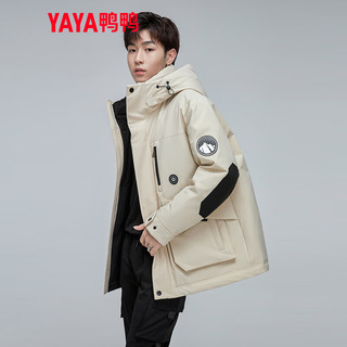 鸭鸭羽绒服鸭鸭（YAYA）羽绒服短款2023年冬季时尚休闲连帽男女同款保暖外套Y 燕麦色 165/84A(S)