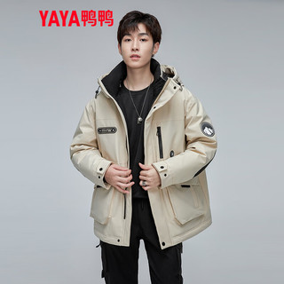 鸭鸭羽绒服鸭鸭（YAYA）羽绒服短款2023年冬季时尚休闲连帽男女同款保暖外套Y 燕麦色 165/84A(S)