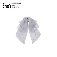 She's茜子轻简浪漫烫钻三层蝴蝶结发饰抓夹发抓马尾夹半发夹后脑勺头饰 紫灰色M0