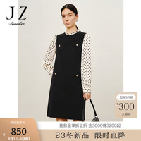 玖姿·安娜蔻甜美风复古氛围感圆领长袖毛衫连衣裙女2023冬季 素黑 XS