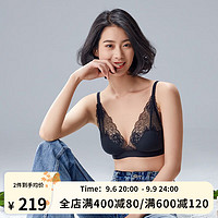 伊维斯（ENWEIS）超薄显瘦无钢圈透气剪线蕾丝文胸女 黑色 M-160/85(建议尺码70ABC75AB