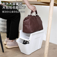 百露工位放包办公室落地包架桌下收纳置物架办公桌包包带轮收纳盒 白色斜口款