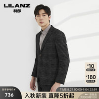 利郎羊毛西服外套男修身版秋季提花时尚男士单西上衣 黑白(22QDX211SA) 165/80A
