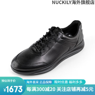 ecco 爱步 运动男 真皮皮鞋 潮鞋雅仕207124 01001-黑色 42