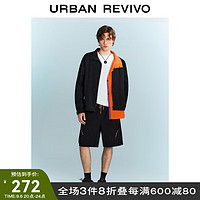 UR2023秋季男装潮酷撞色拼接超宽松立领薄夹克外套UMV130009 正黑 L（XL-XXL）