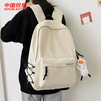                                                                                 双星 Double Star双肩包男休闲大容量背包女初高中大学生书包笔记本电脑包 白色