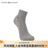 TOMMY HILFIGER 23秋季男装简约字母提花舒适透气运动休闲袜TS000776 灰色030 OS