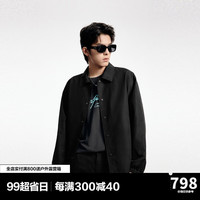 太平鸟女装 太平鸟男装2023秋季宽松阔版夹克上衣 B1BCD3102 黑色1(阔型) S