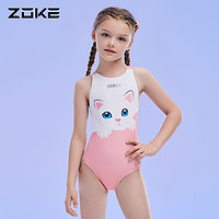 洲克儿童泳衣可爱小猫咪专业游泳衣zoke女孩比赛训练女童竞速泳装