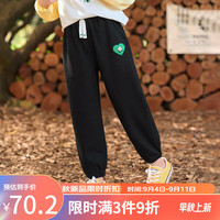 茵曼(INMAN)童装女童运动裤秋季儿童休闲裤子立体小花印章卫裤女宝宝 黑色 110cm