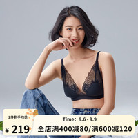 伊维斯（ENWEIS）超薄显瘦无钢圈透气剪线蕾丝文胸女 黑色 XL-170/95(建议尺码80CD,85BC)