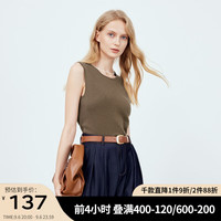 BASIC HOUSE/百家好无袖羊毛针织背心女2023肌理感小个子上衣 咖色 F