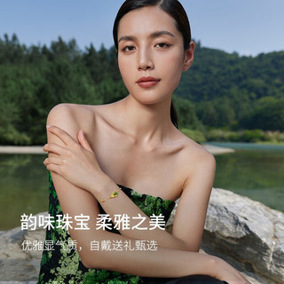 周六福 ZHOU LIU FU（ZLF）金镶玉手链女款足金和田碧玉复古葫芦手链 岚玥 链长16+3cm