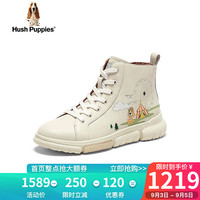 暇步士(Hush Puppies)马丁靴女士英伦厚底休闲时尚短靴B6J08DD3 白色