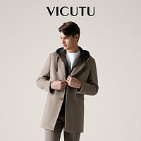 威可多（VICUTU）男士大衣舒适绵羊毛时尚连帽商务休闲百搭秋季外套VRS22341695 驼色 185/100A