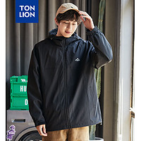 唐狮 TONLION外套男2023秋季新款男士夹克男宽松连帽简约户外休闲 黑色 XL