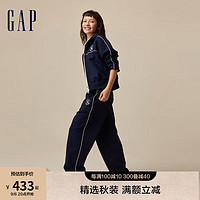 Gap女装秋季2023新空气三明治款LOGO短外套770070宽松夹克 藏蓝色 160/80A(XXS)