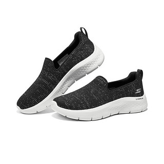 SKECHERS 斯凯奇 简约女士一脚蹬休闲健步鞋休闲鞋124964 黑色/白色/BKW 37