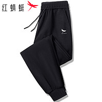 红蜻蜓（RED DRAGONFLY）休闲裤男时尚休闲简约百搭舒适运动印花束脚长裤子 黑色 2XL