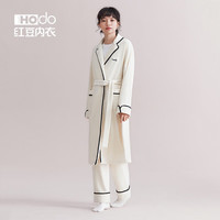 红豆(Hodo)睡袍海岛绒抗静电睡衣女珊瑚绒秋冬男浴袍厚款家居服 女士恋白(无裤子) 170
