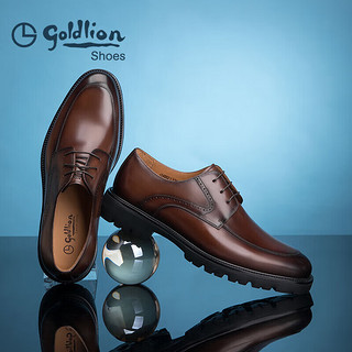 金利来（goldlion）男鞋男士皮鞋时尚个性正装鞋舒适耐磨德比鞋G521330006CCA棕色43
