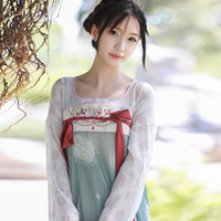 花笑汝《椒花颂》唐制齐胸汉元素连衣裙日常通勤改良汉服女夏季