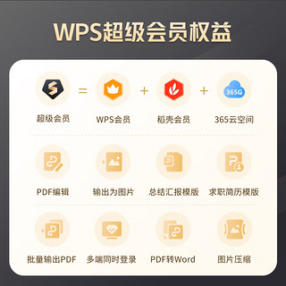 【买一得二】WPS联合会员 超级会员年卡+网易云音乐年卡 WPS超级会员年卡（赠7天）+网易云音乐年卡