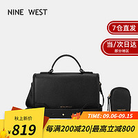 PLUS会员：NINE WEST 玖熙 包包女包包新款2023单肩斜挎手提包七夕情人节生日礼物送女友老婆 黑色cm 情人节520生日礼物送女友老婆