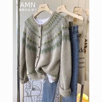 AMH 韩都衣舍AMH毛衣外套女秋冬季外穿慵懒风2023上衣针织开衫女