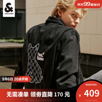 杰克琼斯 杰克·琼斯秋季新款男装法斗狗上衣翻领棋盘格刺绣牛仔夹223357028 195/112A/XXXL