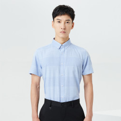 lilanz 利郎 官方 短袖衬衫男士格子翻领夏季男式衬衫