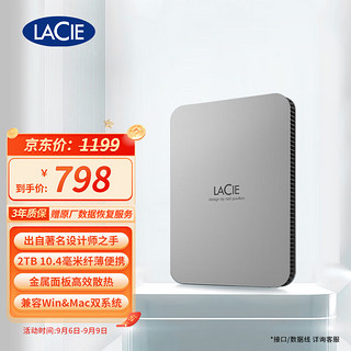 LACIE 莱斯 雷孜LaCie 2TB Type-C/USB3.2 移动硬盘 Mobile Drive 全新棱镜 2.5英寸 neil poulton设计