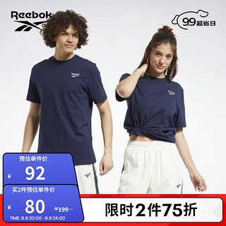 Reebok 锐步 官方情侣款TEE经典基础logo圆领运动休闲舒适短袖T恤 FT7428 A/M