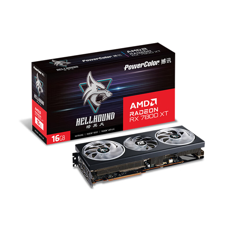 POWERCOLOR 撼讯 AMD RADEON RX 7800 XT 16GB 暗黑犬 显卡