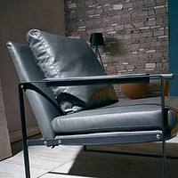 CURIEART 居里艺术 单椅 意式极简进口头层牛皮单椅客厅设计师单人沙发 意大利头层牛皮-真皮单椅