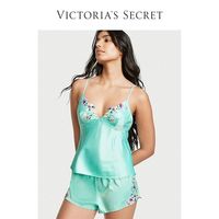 维密 花卉刺绣光滑缎面吊带背心短裤睡衣套装家居服女