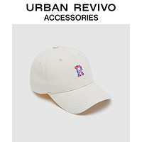 URBAN REVIVO 2023夏季新款女撞色刺绣马赛克字母棒球帽UAWA32280 米白 F