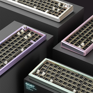 monka 魔咖 6067 66键 有线机械键盘套件 云纱紫 RGB