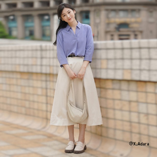 优衣库 女装 花式半开领衬衫七分袖通勤休闲上衣易打理461143