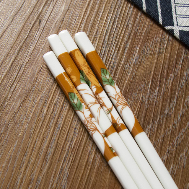 TEAMPISTOL 双枪 半辰山茶花陶瓷卡通花卉筷子微波炉烤箱可爱家用田园风陶瓷筷子