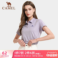 CAMEL 骆驼 女装翻领速干T恤运动春夏新款透气显瘦Polo衫短袖女修身上衣