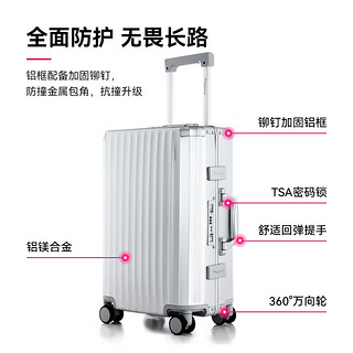 Diplomat 外交官 时尚镁铝合金铝框行李箱 万向轮拉杆箱TL-25053银色24英寸