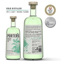 英国波特金酒系列送汤力水Porter's Gin谷物烈酒2016IWSC金
