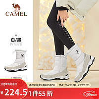 CAMEL 骆驼 女鞋2021秋冬季新款雪地靴加绒高帮棉靴保暖短靴 A143036332，白/黑 39