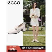 爱步(ECCO)单鞋 时尚通勤粗跟女鞋浅口方头高跟鞋 型塑290903 米色29090301378 37