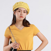 JW 真维斯女装春夏纯色杏领短袖T恤修身显瘦内搭ins潮打底衫薄
