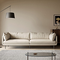 莎莉美兰 意式极简布艺沙发现代客厅直排沙发组合羽绒磨砂布沙发